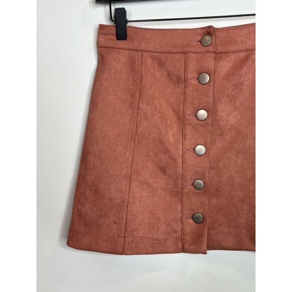 Forever 21 Skirt Womens Sz 25 0 XS Mini Faux Suede Pink Button Down Fall Casual - Picture 2 of 13